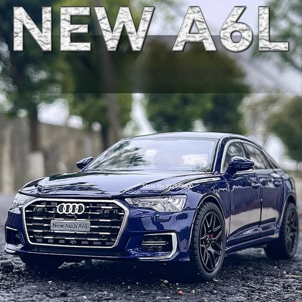 

1:24 Audi A6L модель игрушечного автомобиля из сплава, литые под давлением двери, открытый звук, свет, откат, миниатюрные модели автомобилей, коллекция праздничных подарков