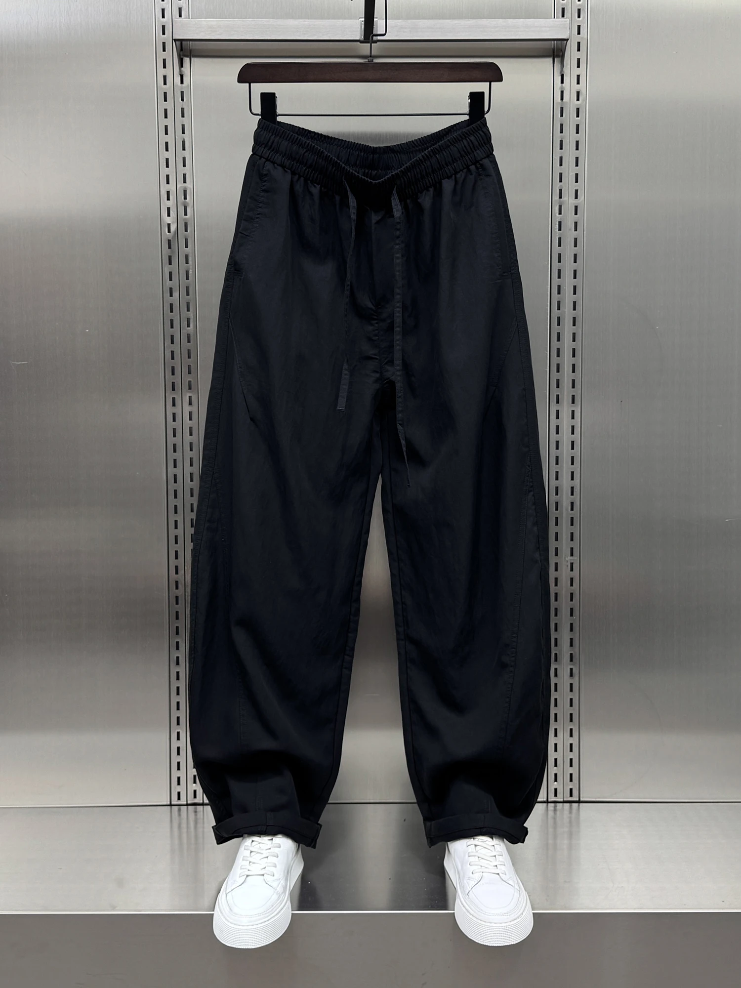 

Утягивающие прямые брюки, американские трендовые драпированные мужские летние новые свободные широкие брюки, модные повседневные брюки