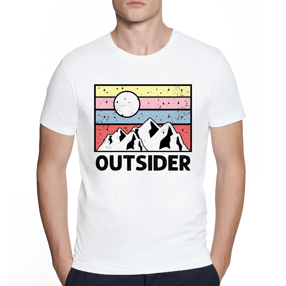 Fashion Summer Streetwear Outsider-Holiday Vacation Outdoor Lover Print Men's T Shirt Aesthetic Casual Tops Tee Men Clothing