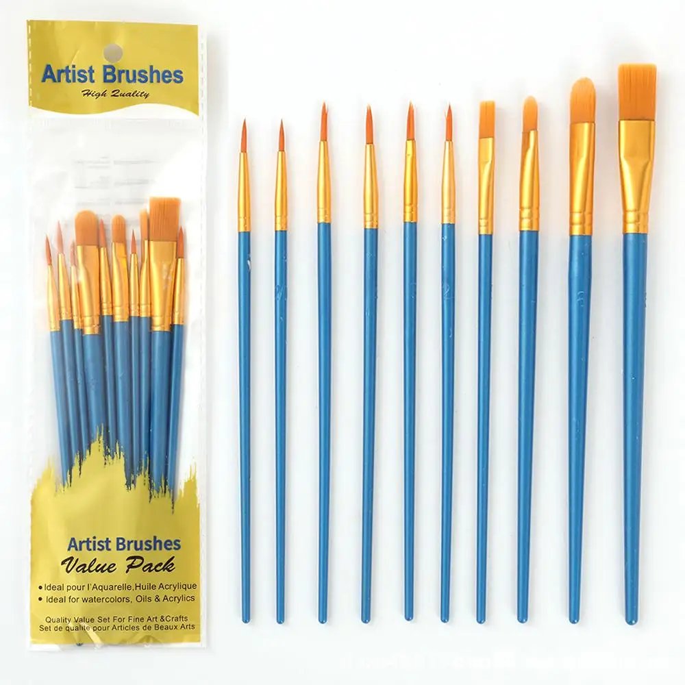 

2sets Burst 10 high-quality nylon brush set of oil brush plastic rod art painting watercolor gouache painting pen