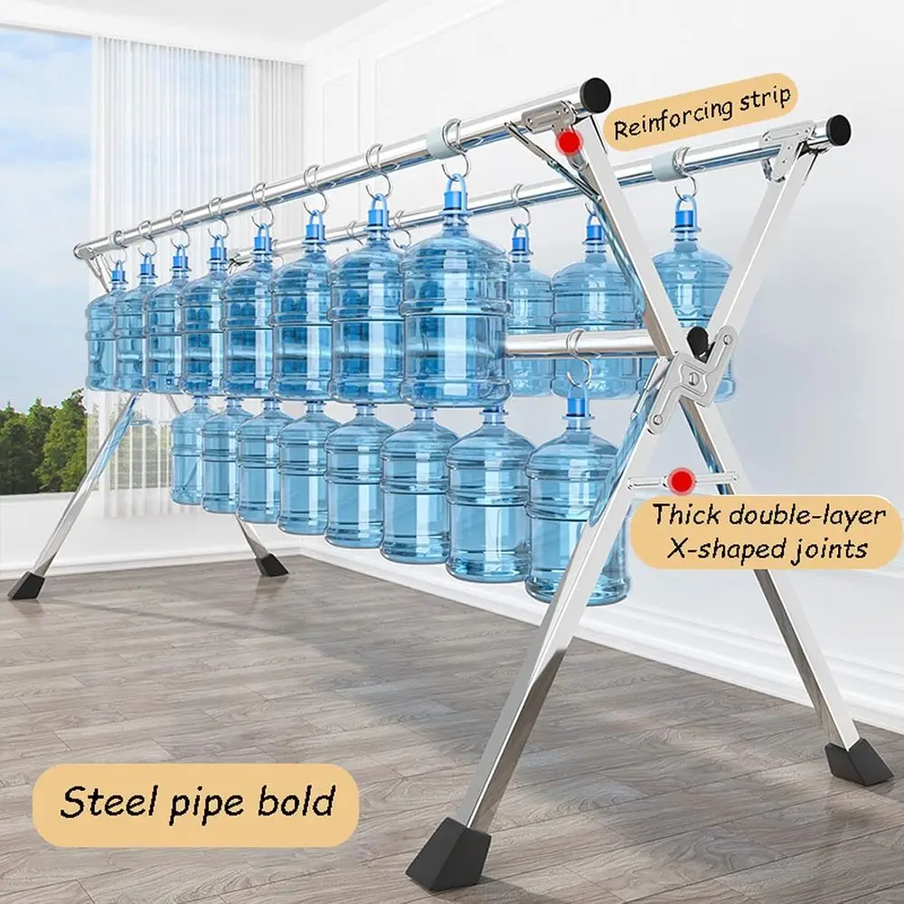 Adjustable Stainless Steel Folding Laundry Drying Rack with Wheels for Indoor and Outdoor Use