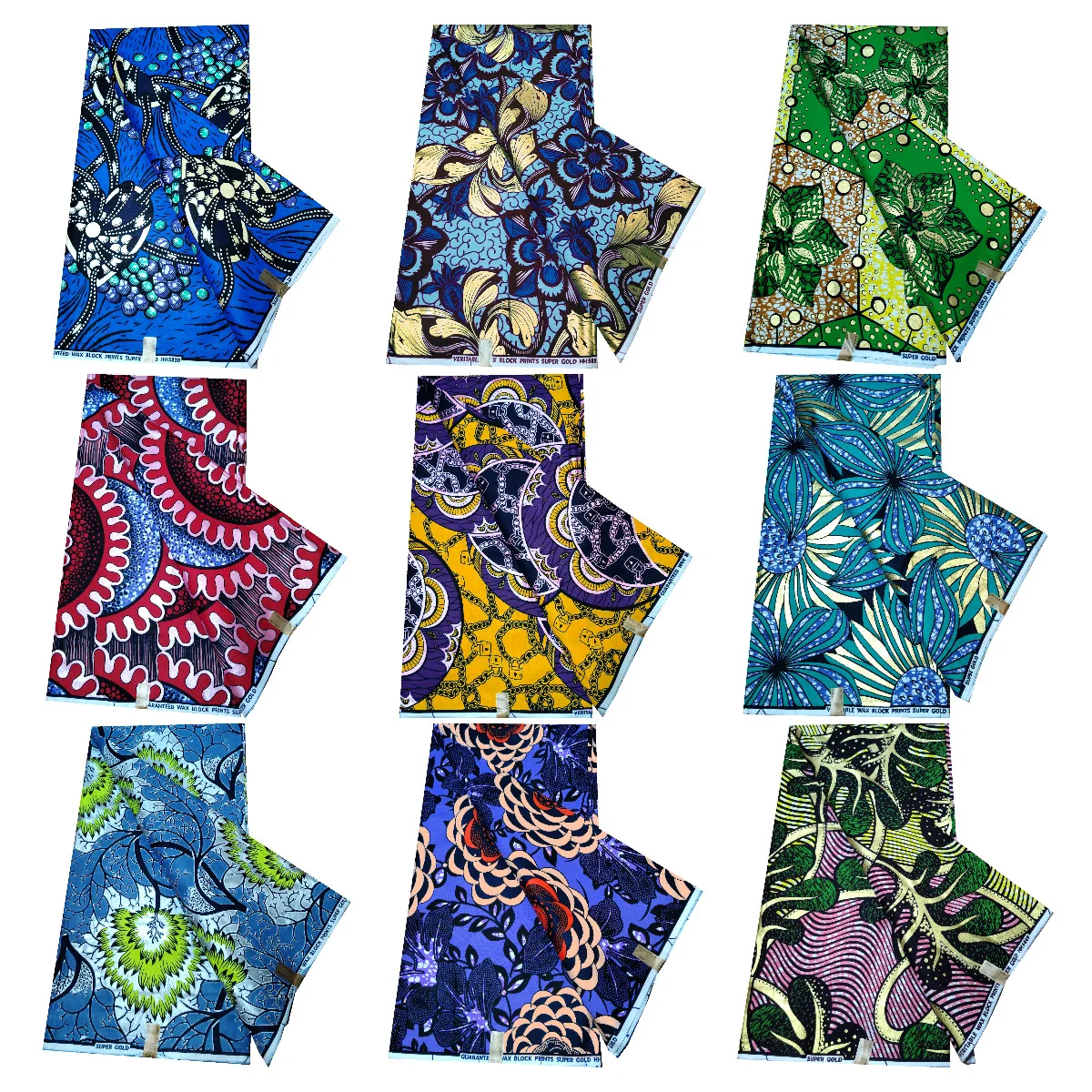 16 Patterns Prints African Style Wax Fabric,Cotton Batik Fabric for Summer Spring Clothing Pants Cushion Sofa,6 Yards Long R973