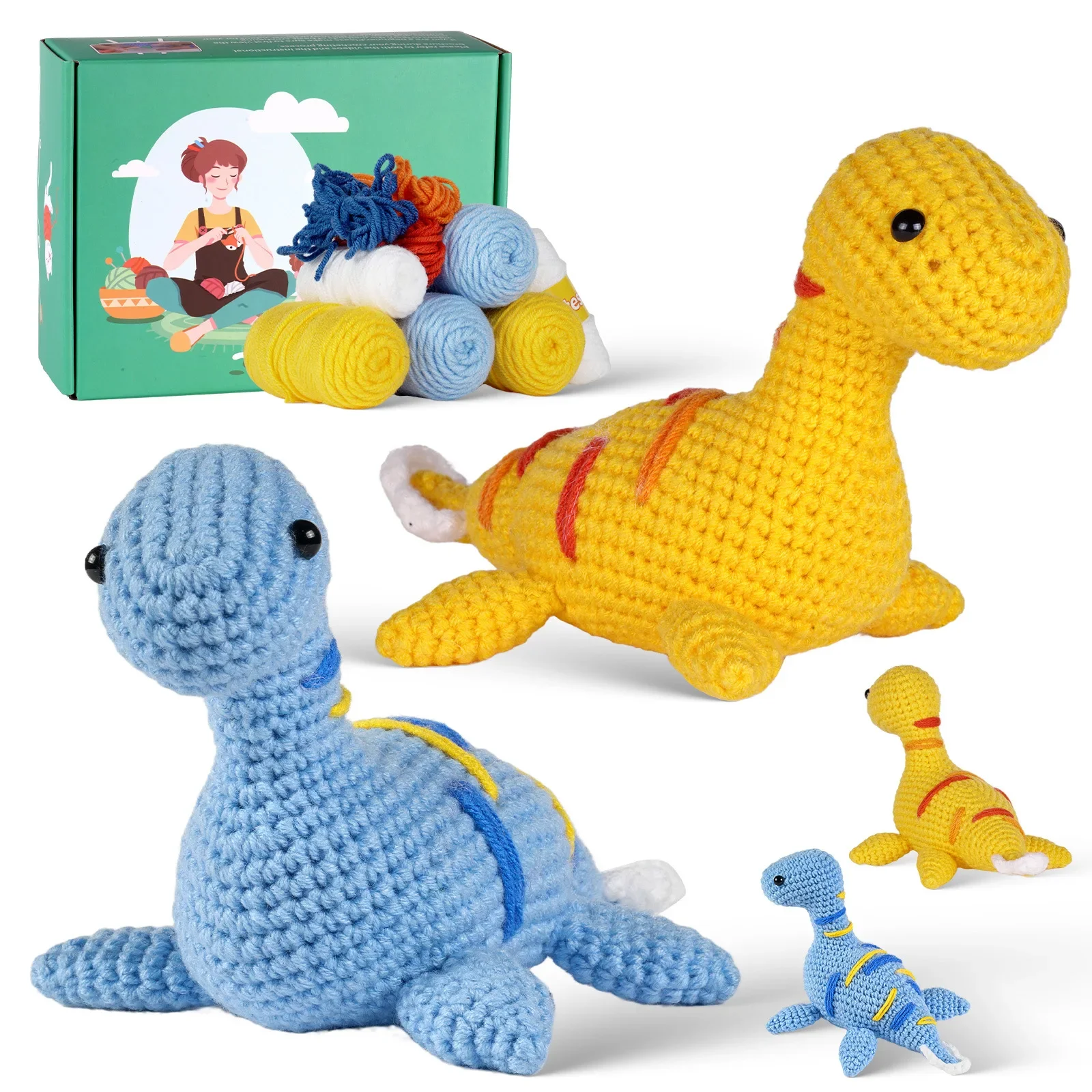 Plesiosaurus Crochet Kit for Beginners, Crochet Kit with Beginner Guide Book,Yarn and Crochet Hooks,  Handmade DIY Knitting Doll