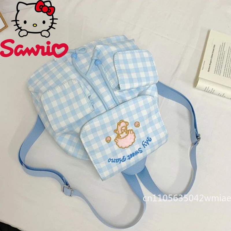 Hellokitty 2025 New Women's Backpack Fashion High Quality Women's Drawstring Backpack Cartoon Versatile Girls' Travel Backpack