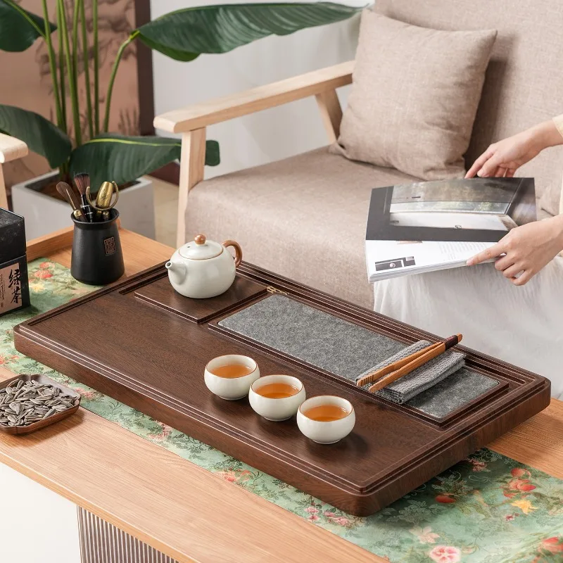 Luxury Office Tea Tray Wooden Drainage Valet Office Kitchen Chinese Long Rectangle Tea Tray Living Room Bandejas Home Products