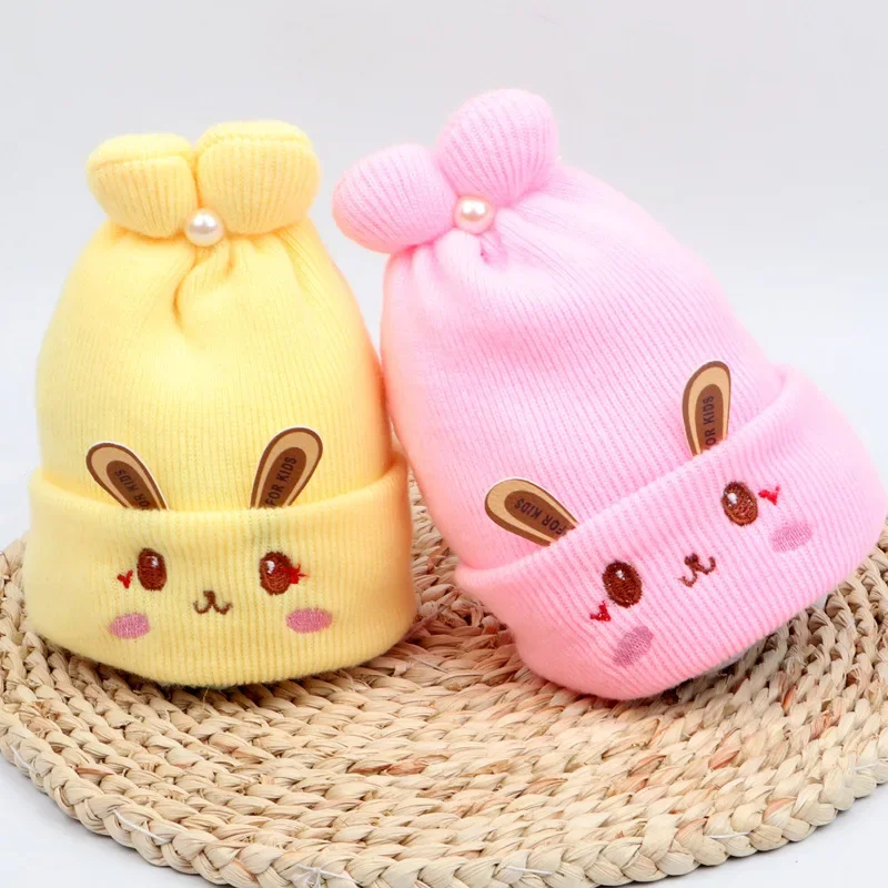 0-6m Knitted Winter Baby Hat for Girl Boy Candy Color Hat Toddler Bonnet Cute Knitted Hats Outdoor Warm Infant Baby Accessories