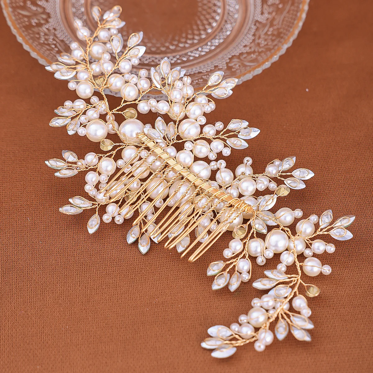 Wedding Alloy Pearl Hair Comb Jewelry Girls Handmade Hairpin Hair Comb Bridal Tiaras Wedding Hair Accessory Jewelry Gift