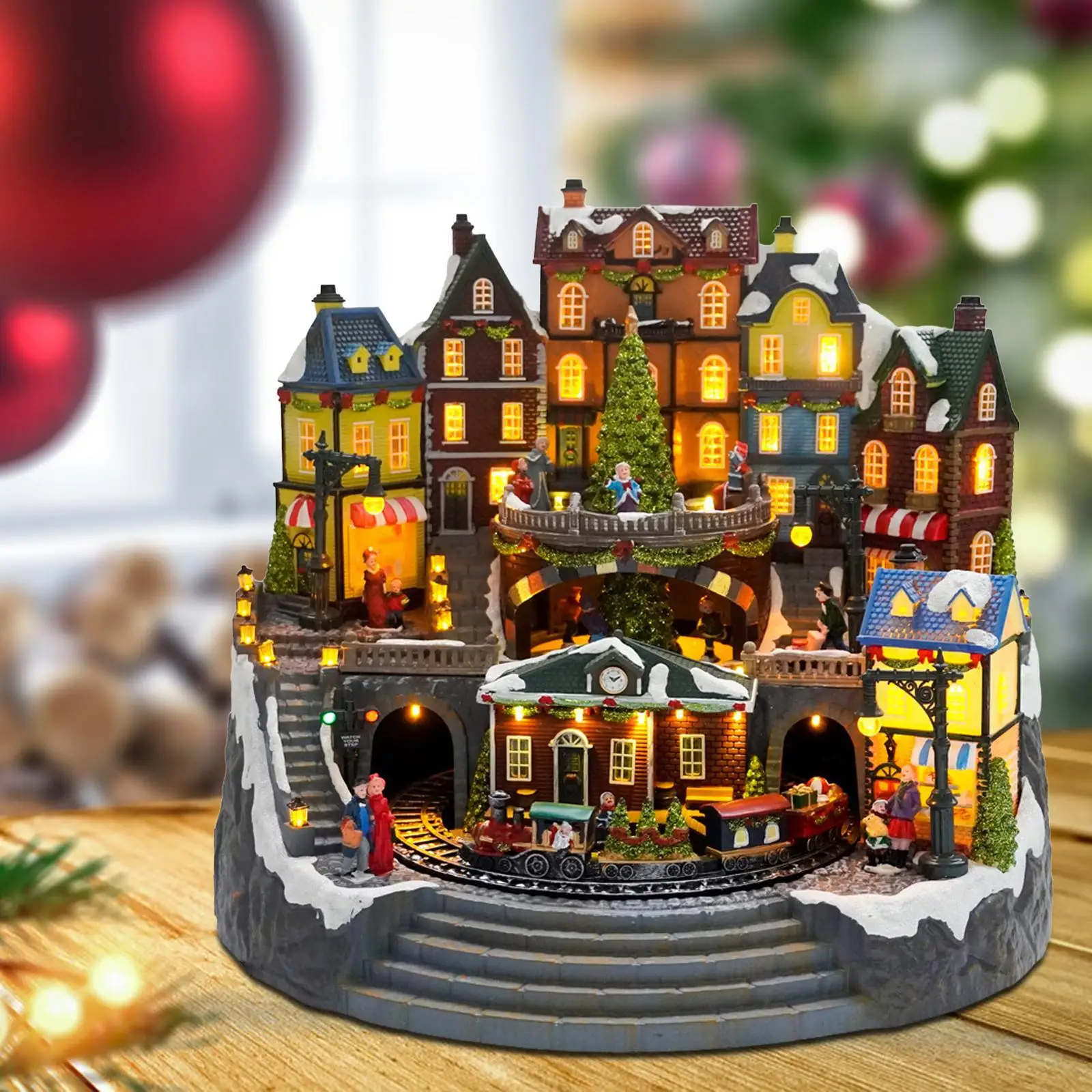 

Christmas Scene Village House LED Lights Village Ornament Christmas Scene House for Holiday Festival Tabletop Christmas Bedroom