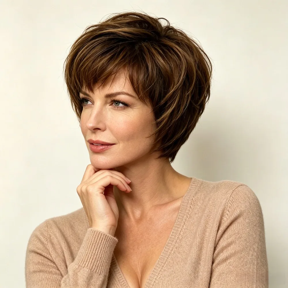 Women Wig with Short Curly Hair Mom Wig Middle-aged and Elderly Synthetic Headband Women Daily Use Wig Cover
