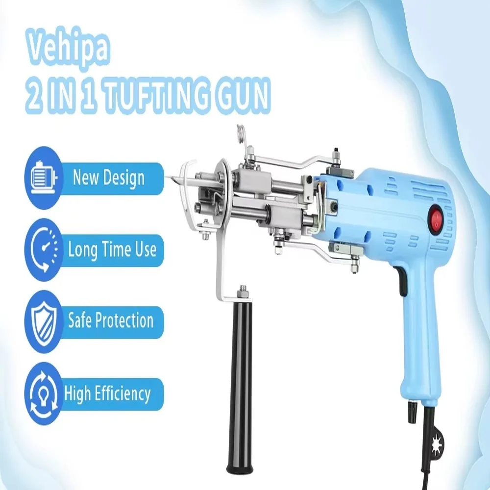 2 in 1 Electric Tufting Gun Kit Cut & Loop Pile Carpet Rug Making Machine Professional DIY Tool