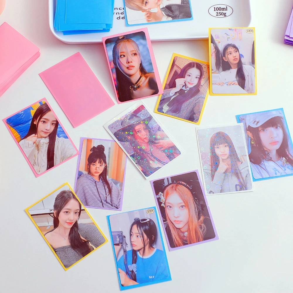 Holographic & Colorful Card Sleeves for KPOP PhotoCards, 5 Colors, 20 PCS per Pack, Clear & Durable PP Material, Standard Size