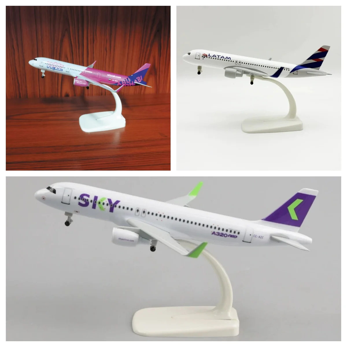 20cm Scale Metal Aircraft Chilean Sky A320 series Aircraft Model WIZZ AIR A321 Airlines Airplane Diecast Model Collected Gift