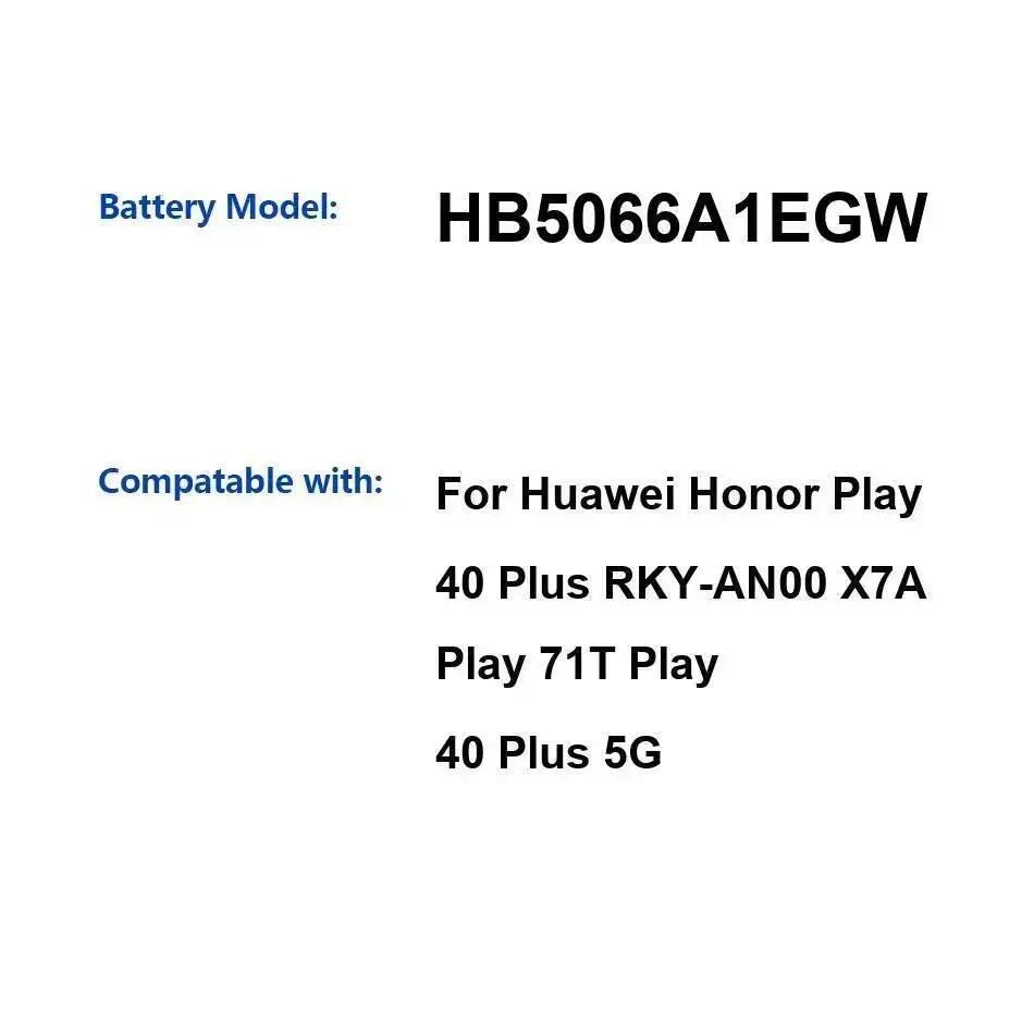

Аккумулятор мобильного телефона HB5066A1EGW 6000 мАч для Huawei Honor Play 40 Plus Rky-AN00 X7A 71T 5G