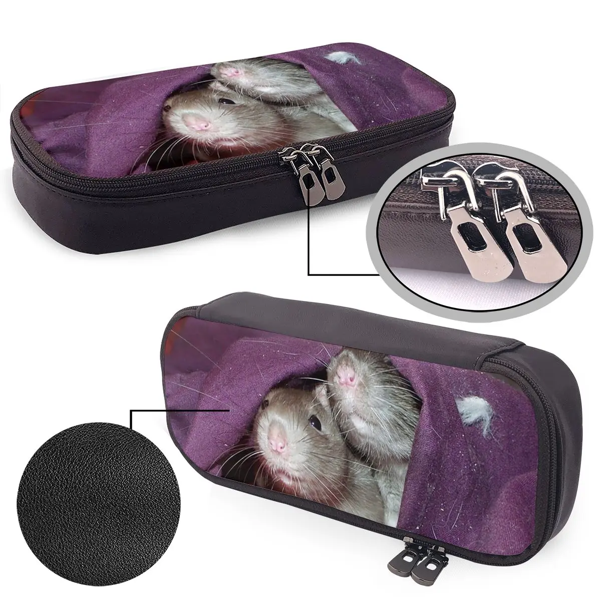 

Hidden Rats Leather Pencil Case for Boy Girl Gifts Pen Box Pencil Bag Stationery Supplies
