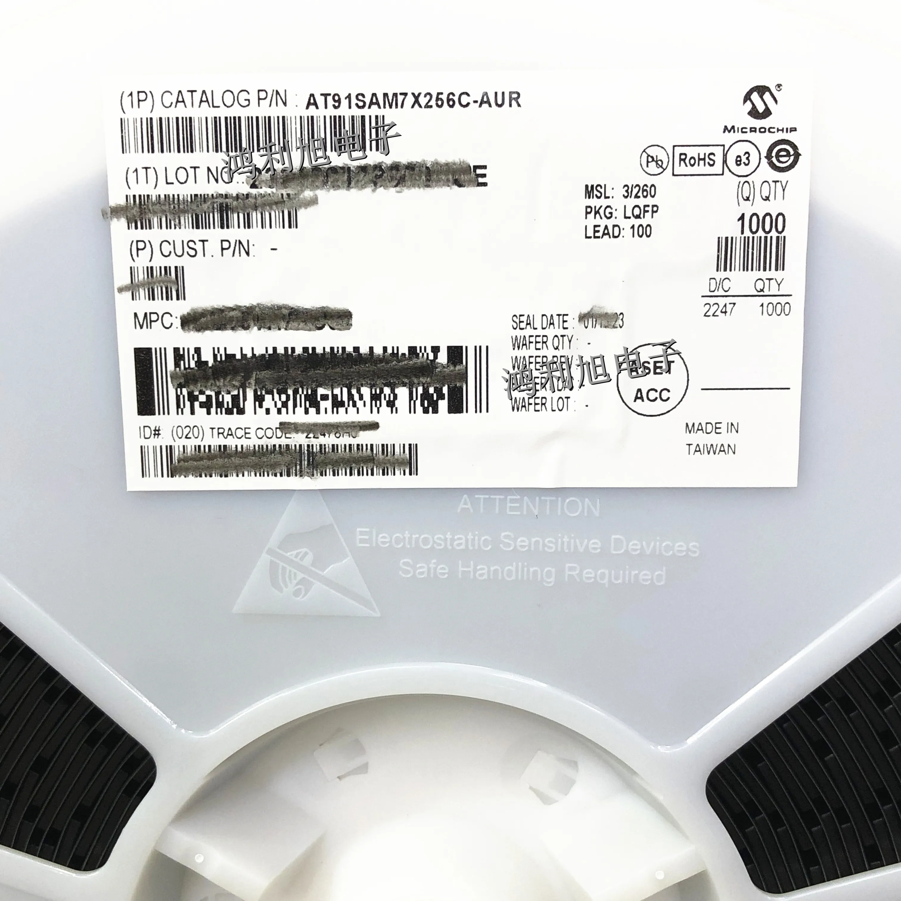 1 Pçs/lote AT91SAM7X256C-AU AT91SAM7X256 MCU 16 bits/32 bits ARM7TDMI RISC 256KB Flash 1.8V/3.3V Bandeja LQFP de 100 pinos