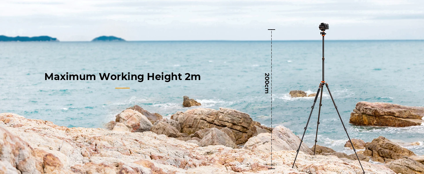 K&F CONCEPT 2 m Overhead-Aluminium-DSLR-Stativ, kompaktes tragbares Vlog-Stativ, Einbeinstativ, 22 lbs/10 kg Tragkraft, K234A7 + BH-28L Kamerastative – Detail 9