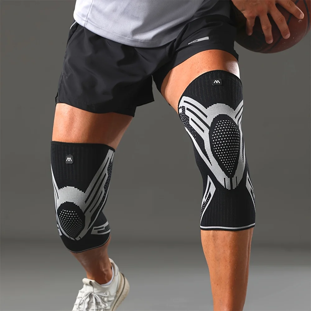 1 Pcs Compression Knee Support Sleeve Elastic Breathable Knee Pads Brace Springs Gym Sports Protector Basketball Volleyball Run image 6