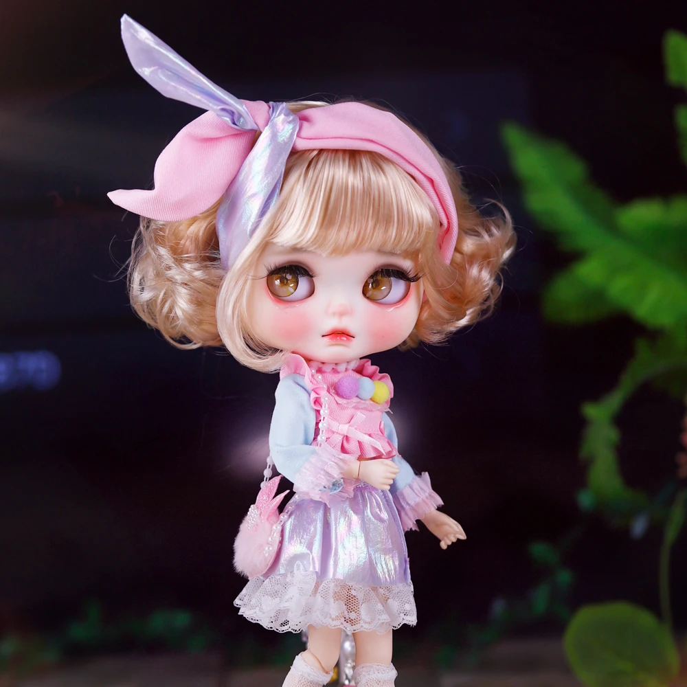 غاضب التشديد Ooak لطيف الكعك الطفل ICY DBS Blyth دمية منحوتة الشفاه ماتي الوجه 1/6 BJD Azone S أنيمي فتاة
