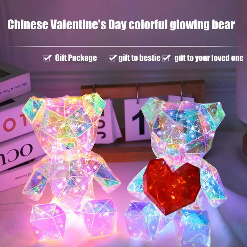 Nightstand Bear Lamps Cabin Rustic Cute Twinkle LED Desk Lamp Ambient With Color Changing Soft Light Nursery Night Lights Animal