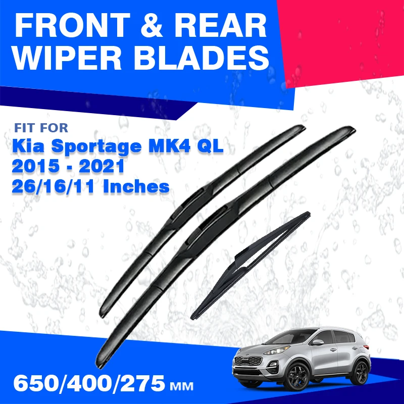 For Kia Sportage MK4 QL 2015 - 2021 Car Front Rear Wiper Blade Windscreen Windshield Window 26\