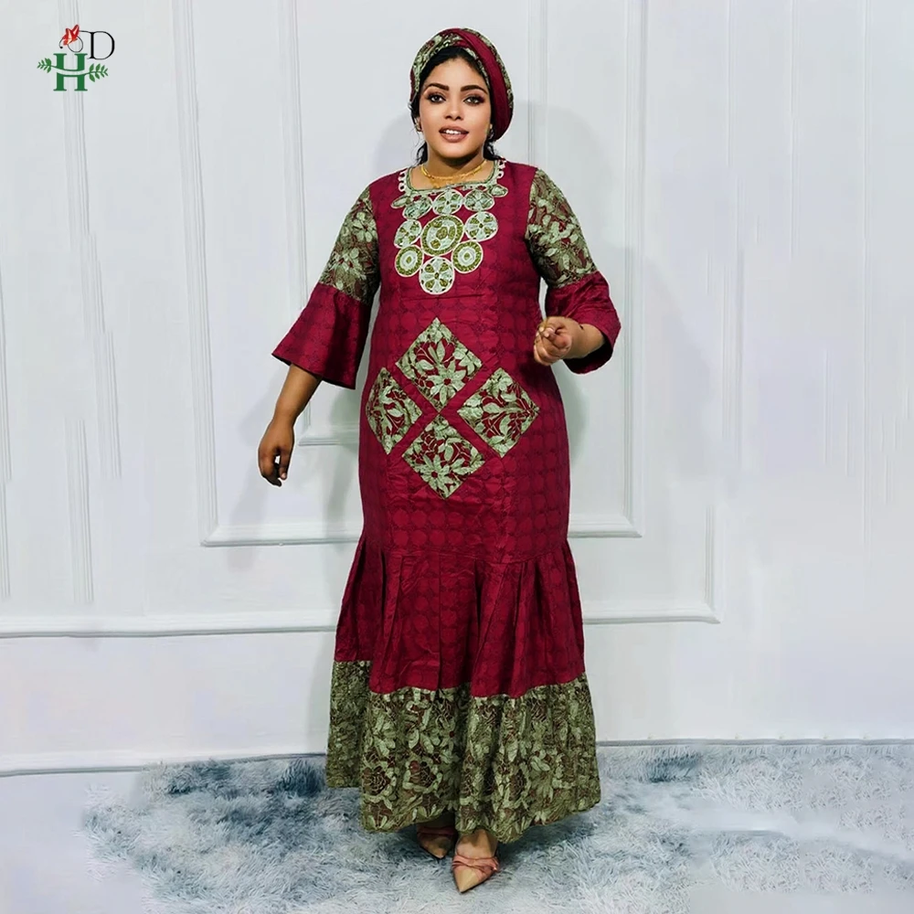 

African Dresses For Woman Traditional Dress Turkey Dress Abaya Red Bazin Riche Luxury Elegant Africa Clothing Party Wedding Gown