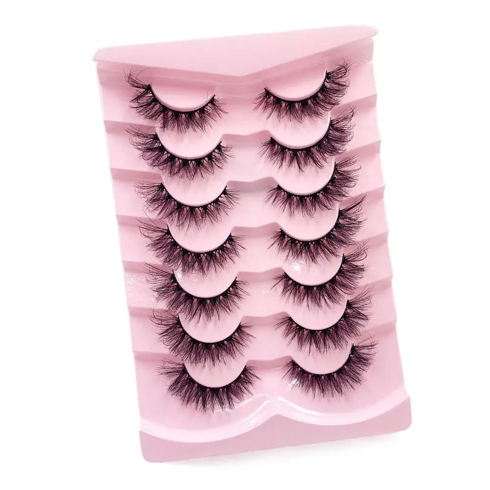 7pairs 3D Looking Effect Full Strip Lashes Long Eye Tail Wispy False Eyelashes Puffy Explosive Eye Makeup Winged Lashes