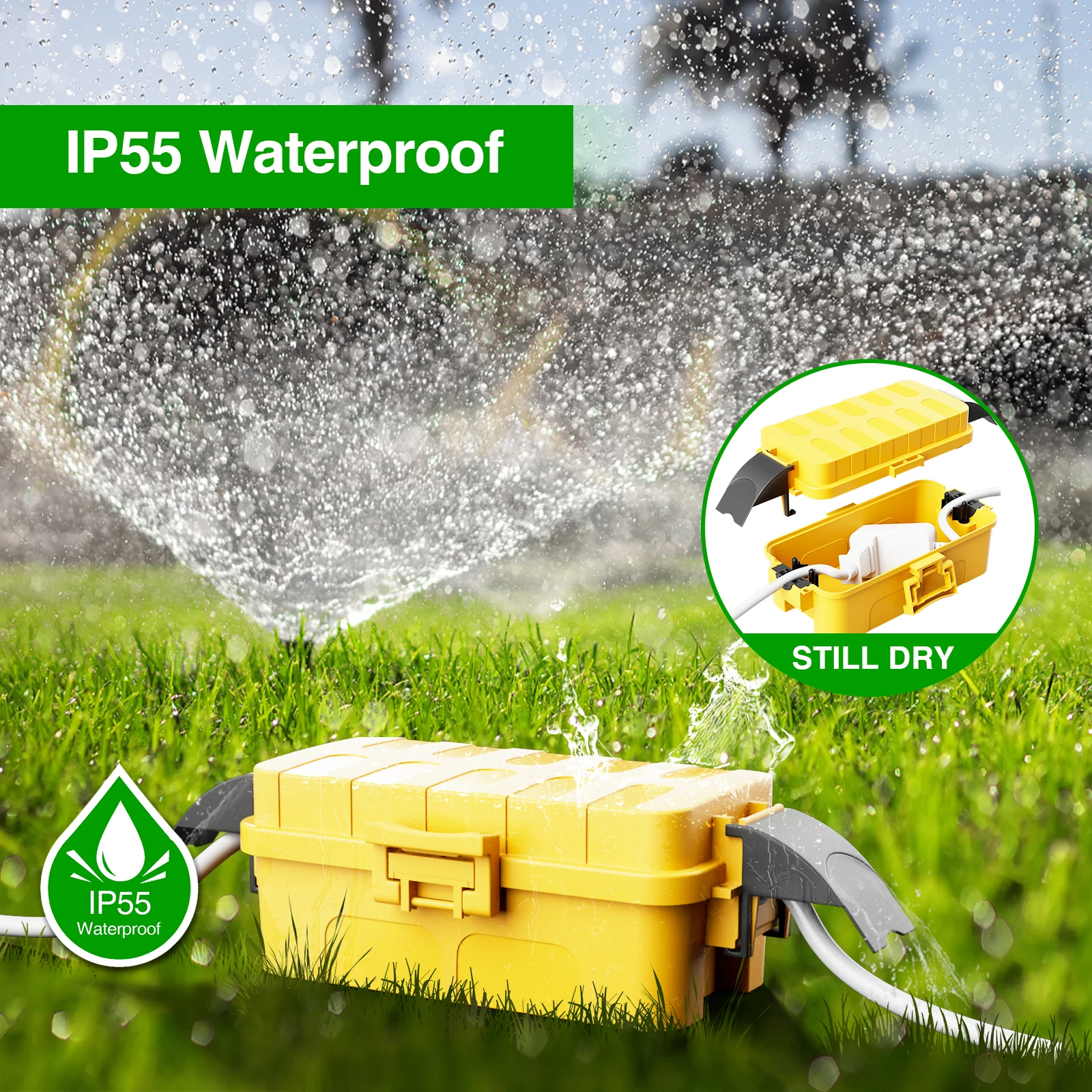 Weatherproof Electrical Box (Inner15×8.1×4.5cm) IP55 Waterproof Extension Cord Cover for Plug Holiday Decoration Garden Tools