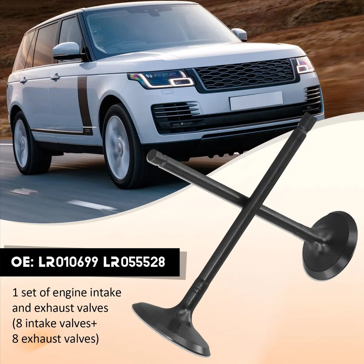 Super Sale 8 Paris Engine Intake Valve and Exhaust Valve for Land Rover 5.0 508PN V8 LR010699 LR055528