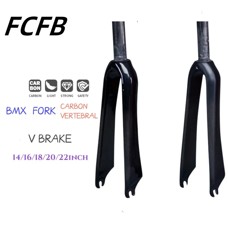 Carbon Fiber Fork Bike Folding BMX Bicycle Front Fork Parts V Brake 14 16 18 20 22\