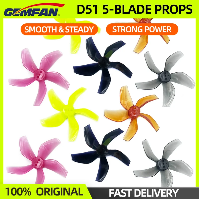 12PAIRS GEMFAN D51 Propeller 51mm 2020 2X2X5 5-Blade 2inch CW/CCW Props For RC FPV Racing Tinywhoop Cinewhoop Ducted Drone