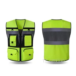 Chaleco reflectante de seguridad de alta visibilidad, ropa de trabajo de ciclismo nocturno personalizada para trabajadores de la construcción