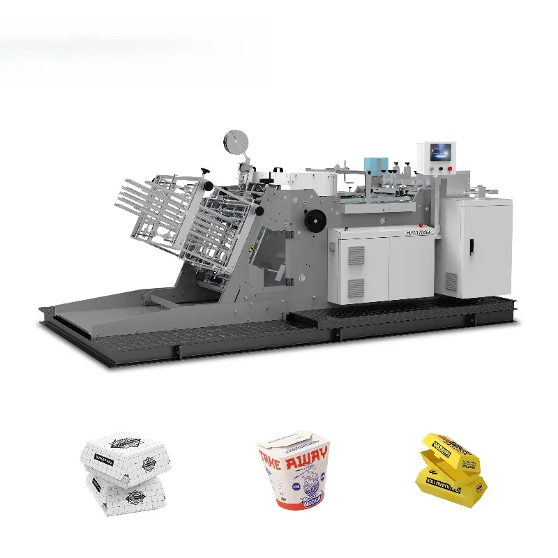 Kraft Paper Disposable Hamburger Box Making Machine Forming Equipment Carton Erecting Machine Fast Food Take Away Sale