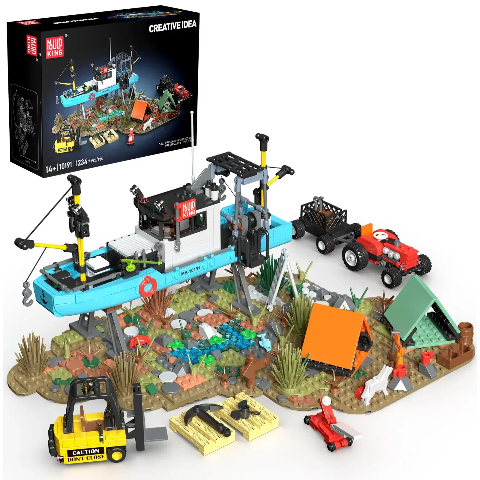 ชุดตัวต่อ Mould King 10191 ชุดซ่อมเรือประมง บล็อกตัวต่อ ชุดประกอบเรือประมง บ้านริมน้ำ ของเล่นเด็ก DIY ของขวัญสำหรับเด็กผู้ชายและผู้ใหญ่