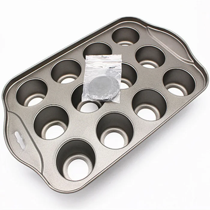 Mini bandeja antiadherente Para Hornear pasteles, Moldes Para magdalenas, herramientas de decoración, 12 cuadrículas