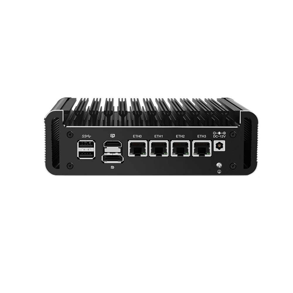 HUNSN Mikro Firewall Appliance, Mini PC, PFSense, Mikrotik, Intel Twin Lake N355, RJ36, OPNsense, VPN, Router PC, GPIO, HD, 4LAN, 8USB