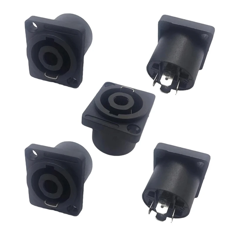 

5pc XLR 4 Pin Speakon Panel Mount Board Connector 4 Poles Powercon Female Jack Socket XLR Audio Video Cable Wire Adapter insert