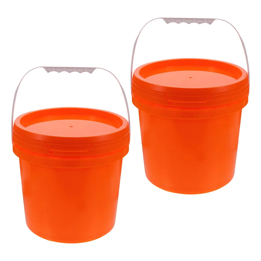 

2 Pcs Paint Bucket Food with Lid Pail Water Storage Holder Plastic Bin Container Seal