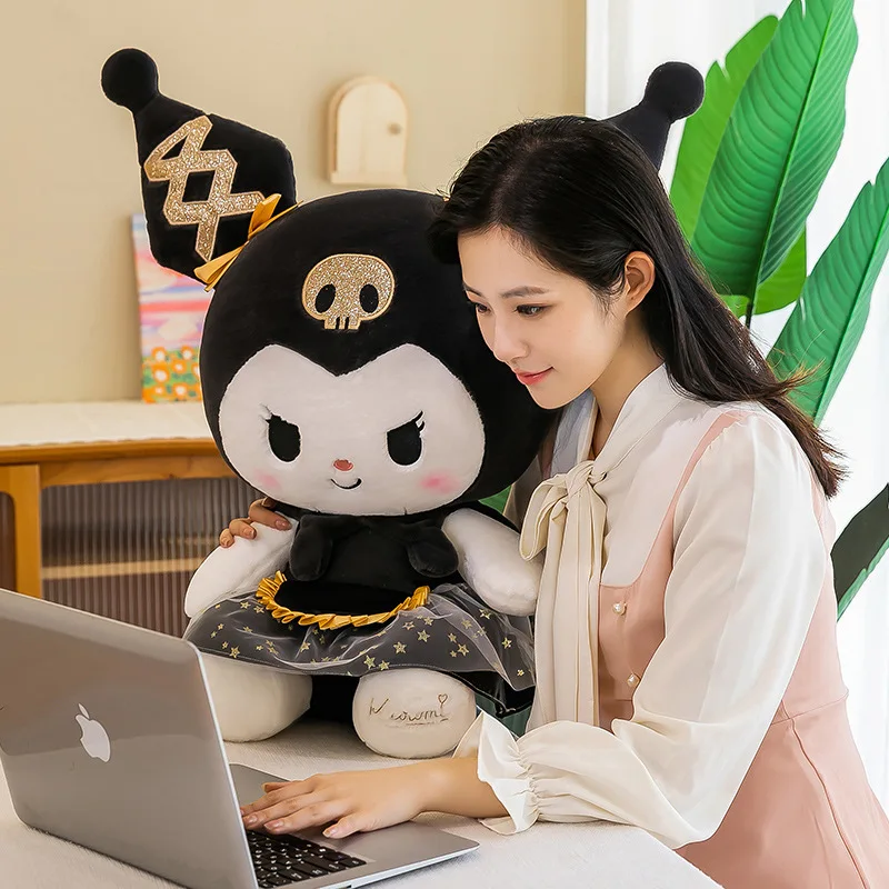 Large Black Gold Kuromi Plush Toy Sanrio Melody Doll Pillow Decoration Girl Birthday Gift