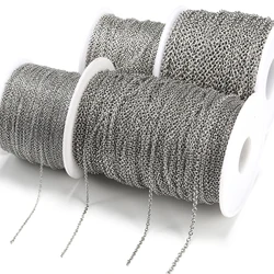10Meters/roll Stainless Steel O Shape Link Cable Chain Round Cross Chain for Bracelet Necklace Women DIY Jewelry Wholesale