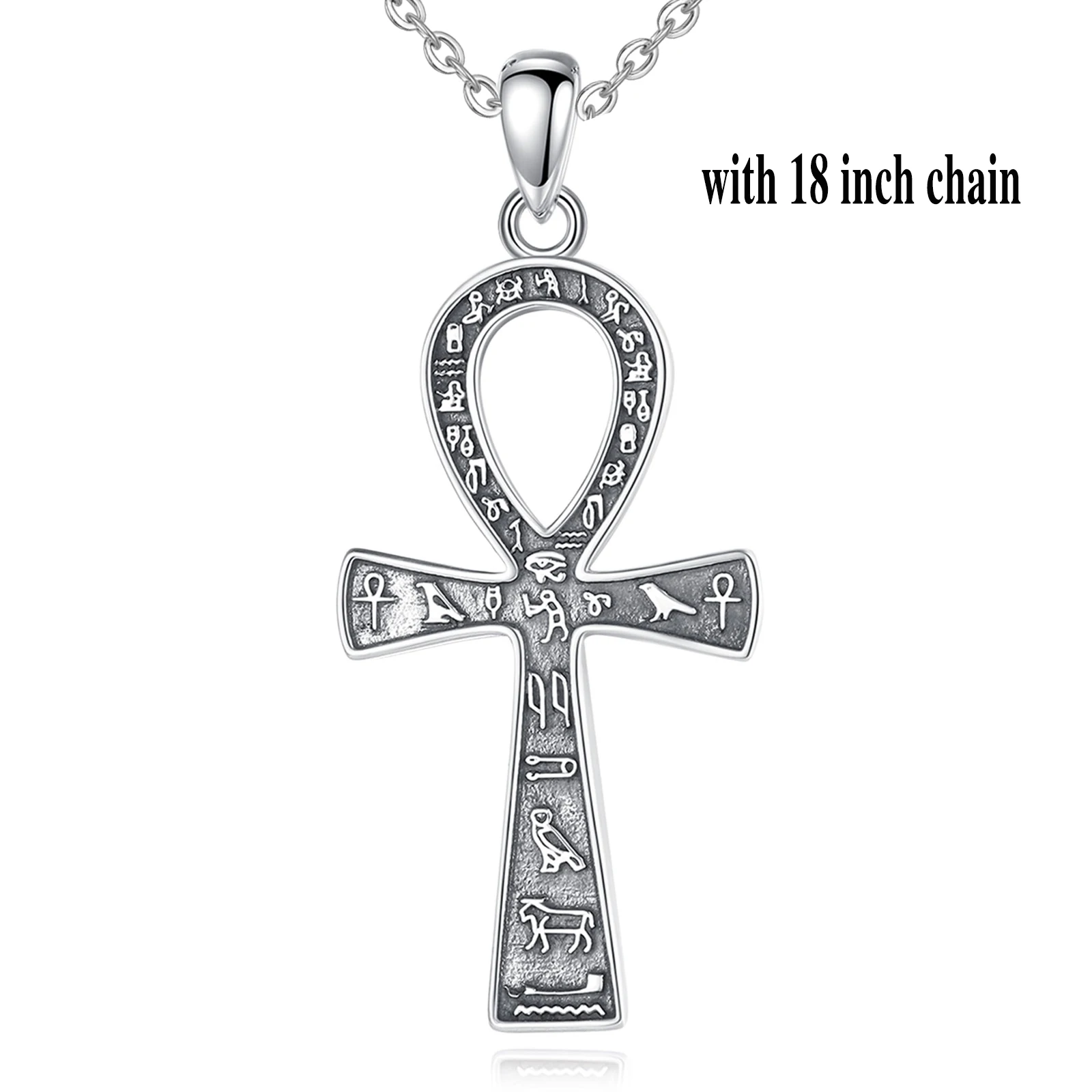 Eudora Halskette aus 925er-Sterlingsilber, altägyptisches Ankh-Kreuz, für Damen und Herren, feiner Biker-Amulett-Anhänger, Persönlichkeitsschmuck, Geschenk