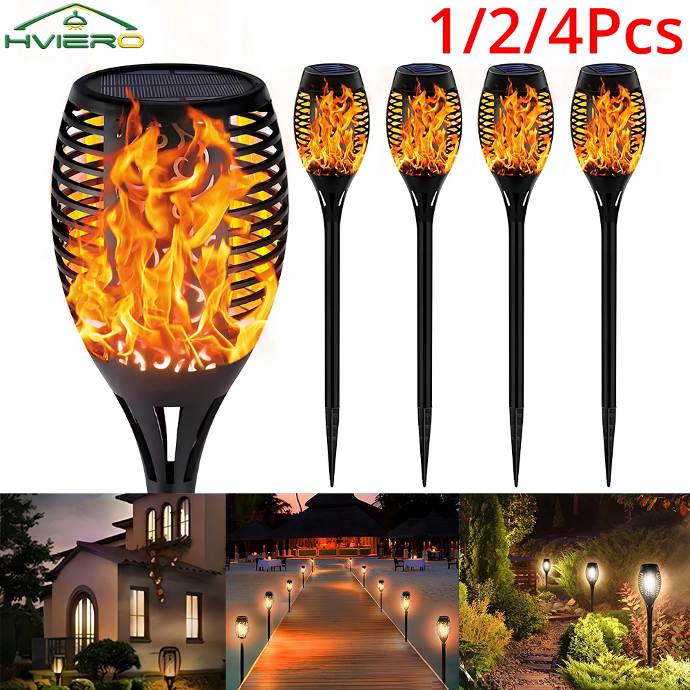 

1/2/4PCS 12LED Solar Flame Torch Lights Waterproof Flickering Outdoor Garden Lamp Auto On Off Landscape Light For Yard Patio Law