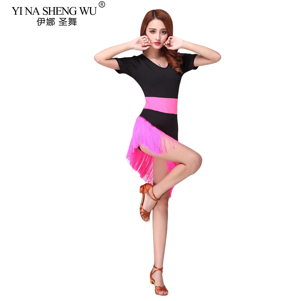 Jupe à franges de danse latine, vêtements de scène pour pratique de la danse latine, en Fiber de lait, à manches courtes, pour femmes adultes, nouvelle collection
