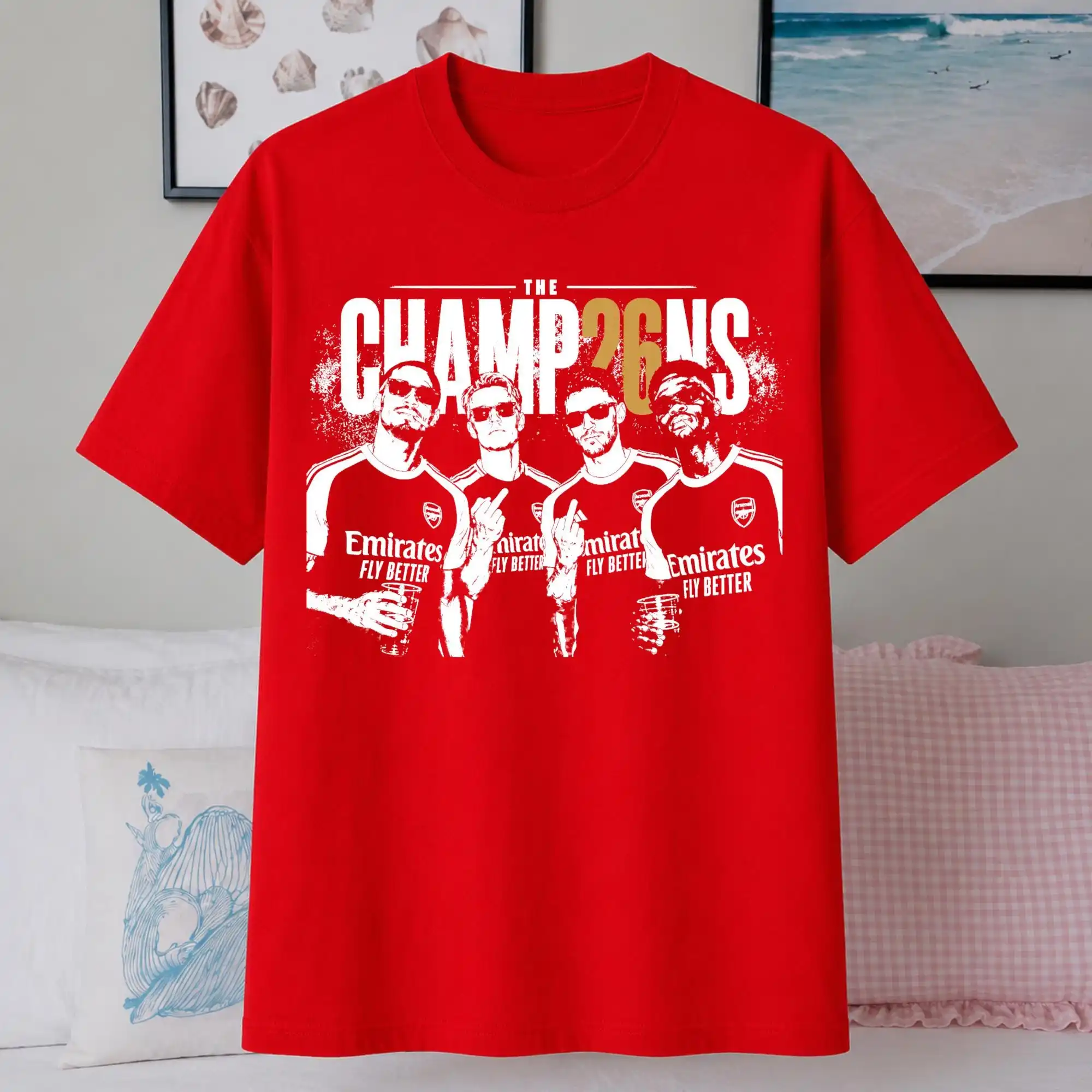 Camiseta dos Campeões da Premier League Arsenal para Homens e Mulheres, Verão, Algodão, Estilo Y2K, Camiseta Solta de Gola Redonda e Manga Curta, Presentes para Fãs