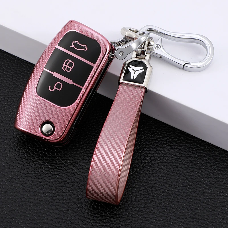 Carbon Fiber TPU Car Key Cover Case for Ford Focus 2 MK2 Fiesta Mondeo Galaxy Falcon Territory Ecosport Protector