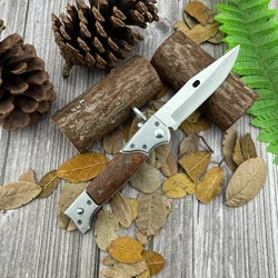 M9 Camping Outdoor EDC Pocket Folding EDC Knife 440C Blade Steel Wood Handle Fishing Survival Durable Manual Open Knives Tools