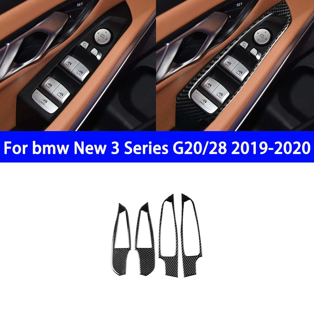 

Suitable for BMW 3 Series G20/28 2019-2020 Car Door Lift Button Panel Decoration Sticker Carbon Fiber Interior Modification.