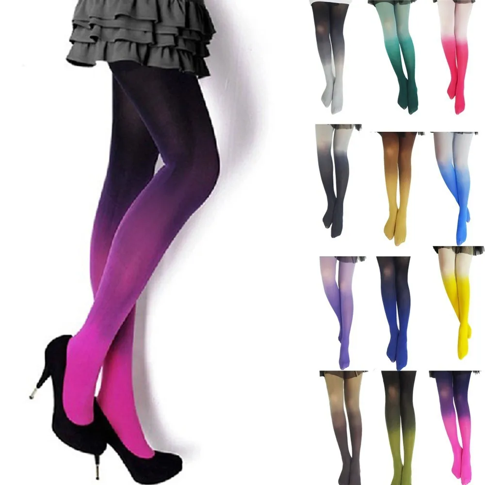 Women Girls Gradient Vintage Tights Gradual Gradient Change Tights Cotton Pantyhose Fashion Stocking Kobieta Skarpety