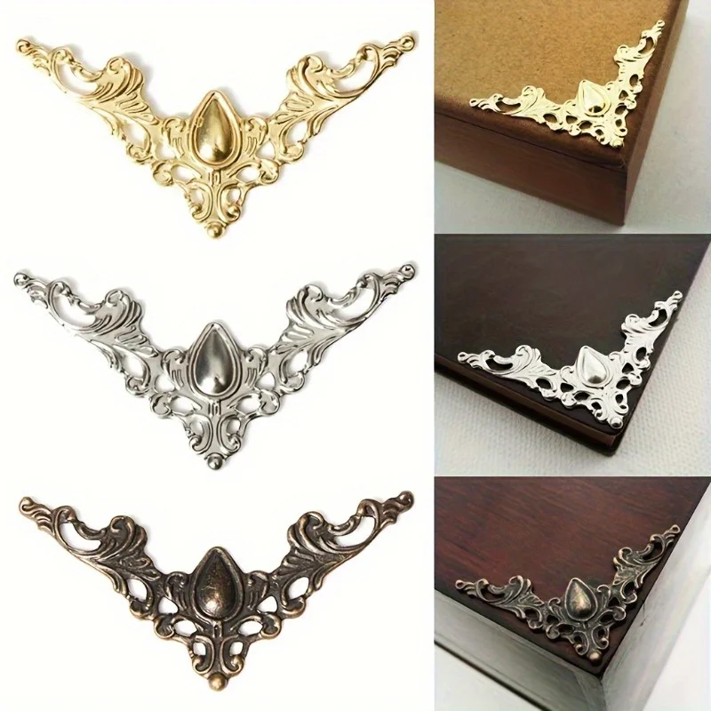Antique Brass Metal Corner Protectors, Decorative Scrapbook Album Edge Guards, Wooden Box Embellishments