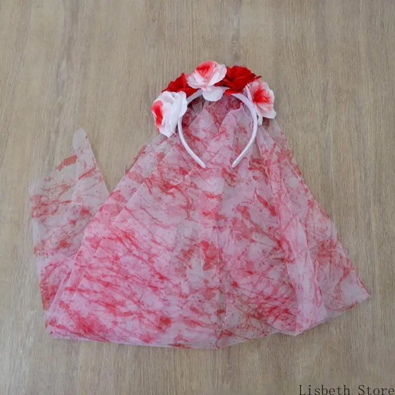 124A 무서운 혈액 효과 머리띠 및 성인 어린이 의상 파티를 위한 어울리는 슬리브