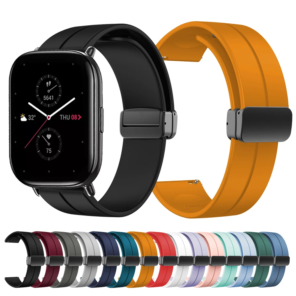 20mm Silicone Magnético Folding Buckle Strap Para Zepp E Círculo Para Quadrado SmartWatch Pulseira de Substituição Pulseiras
